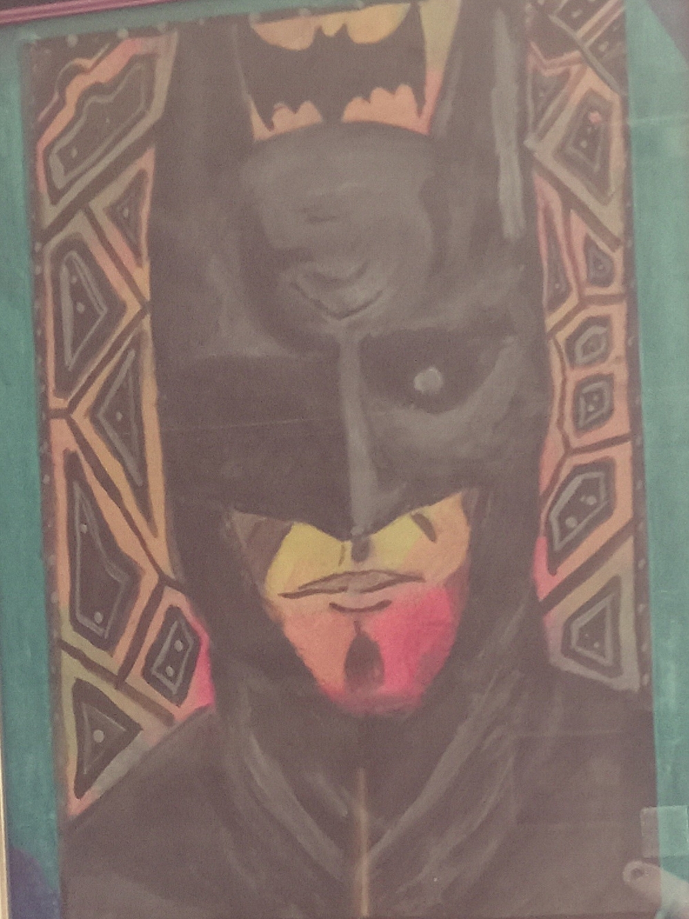 Handcrafted Batman-Inspired Home Art Print in Black and Multicolor